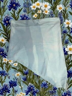Olivia Yvonne Designs Handmade Light Blue Asymmetric Mini Skirt